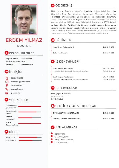 Doktor örnek cv indir